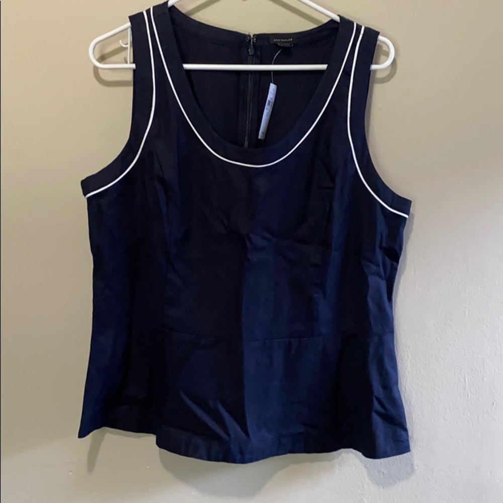 Black & White Ann Taylor Peplum Sleeveless Blouse